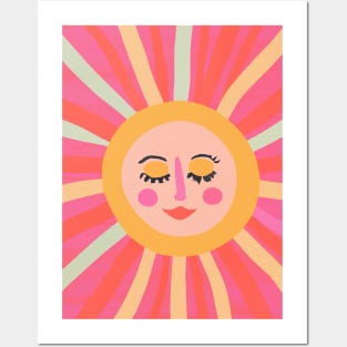 Minimalist Sun Face Posters and Art